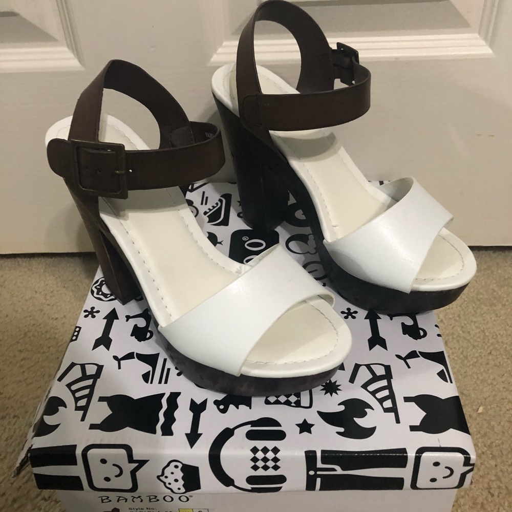 Bamboo White Fabiola heels
